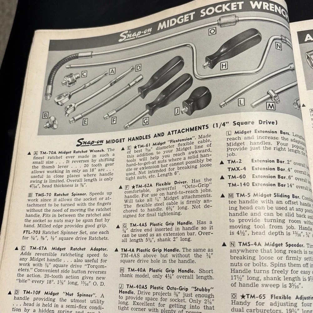 Vintage August 1962 Snap-on Tools Catalog Y Tool Equipment Automotive Mechanics